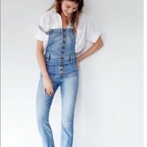 Madewell bayfront button front crop overalls large
